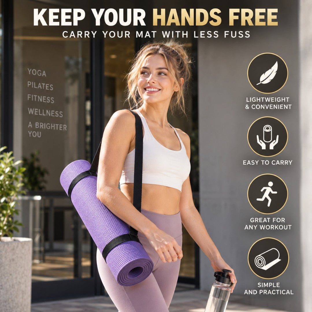 Yoga Mat Carrying Strap | Adjustable Shoulder Sling | Exercise Mat Carrier | Pilates Fitness Holder