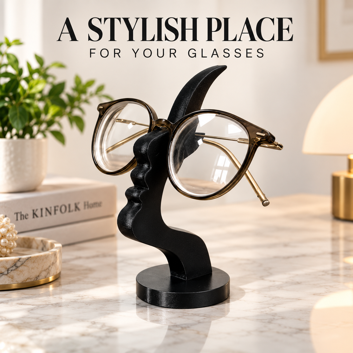 Sculptural Eyeglasses Holder Stand | Face Profile Sunglasses Display | Desk Eyewear Organizer | Modern Table Decor