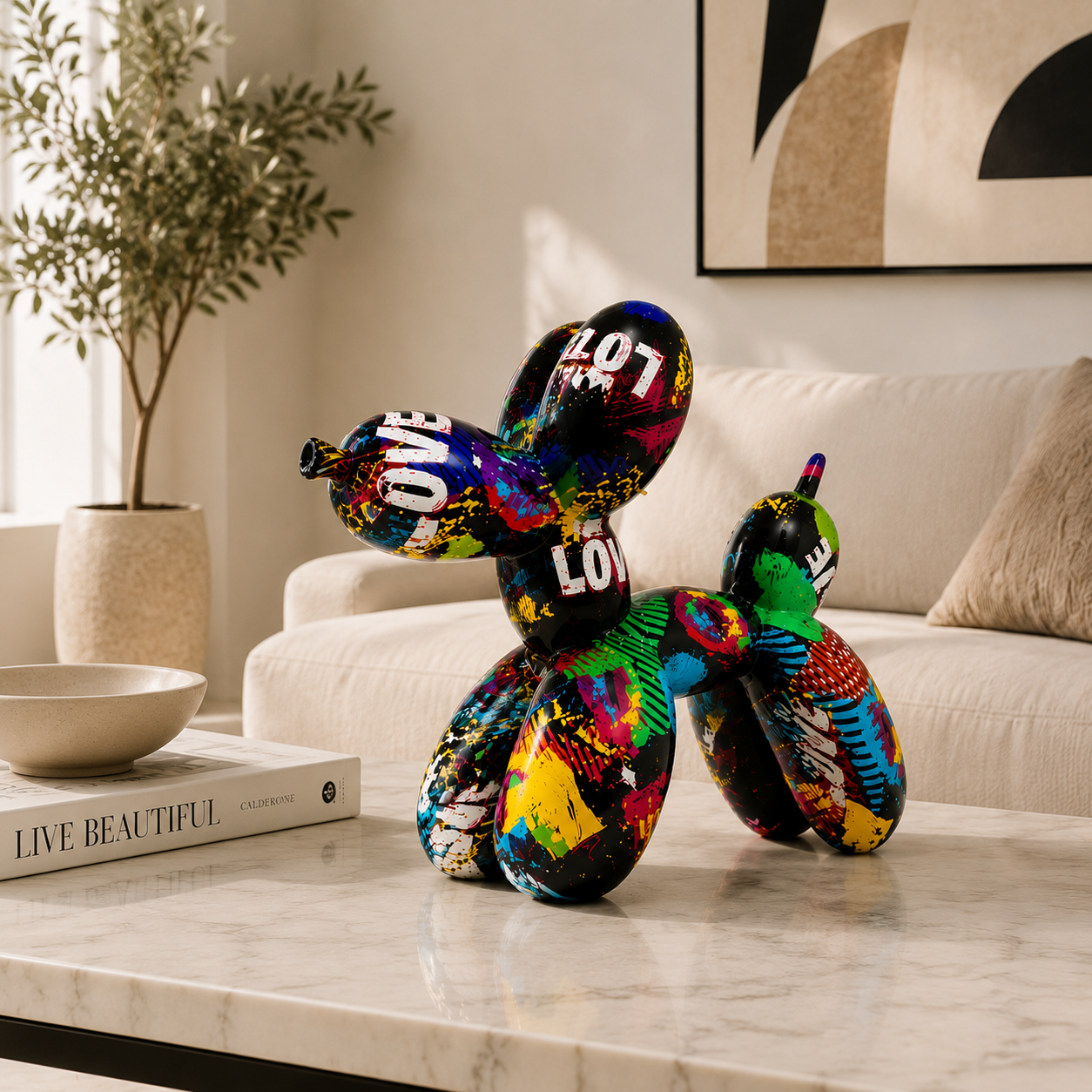 Resin Balloon Dog Statue Decor | Colorful Animal Sculpture | Modern Pop Art Ornament | Home Shelf Table Decoration | Gift Idea