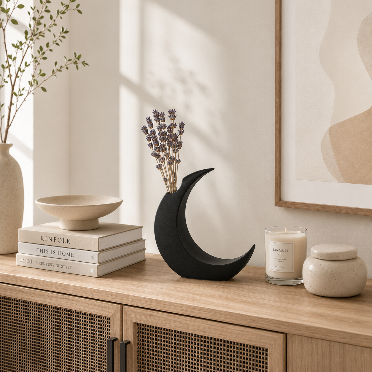Crescent Moon Vase | Dried Flower Holder | Minimalist Table Decor | Living Room Accent | Office Desk Ornament | Housewarming Gift