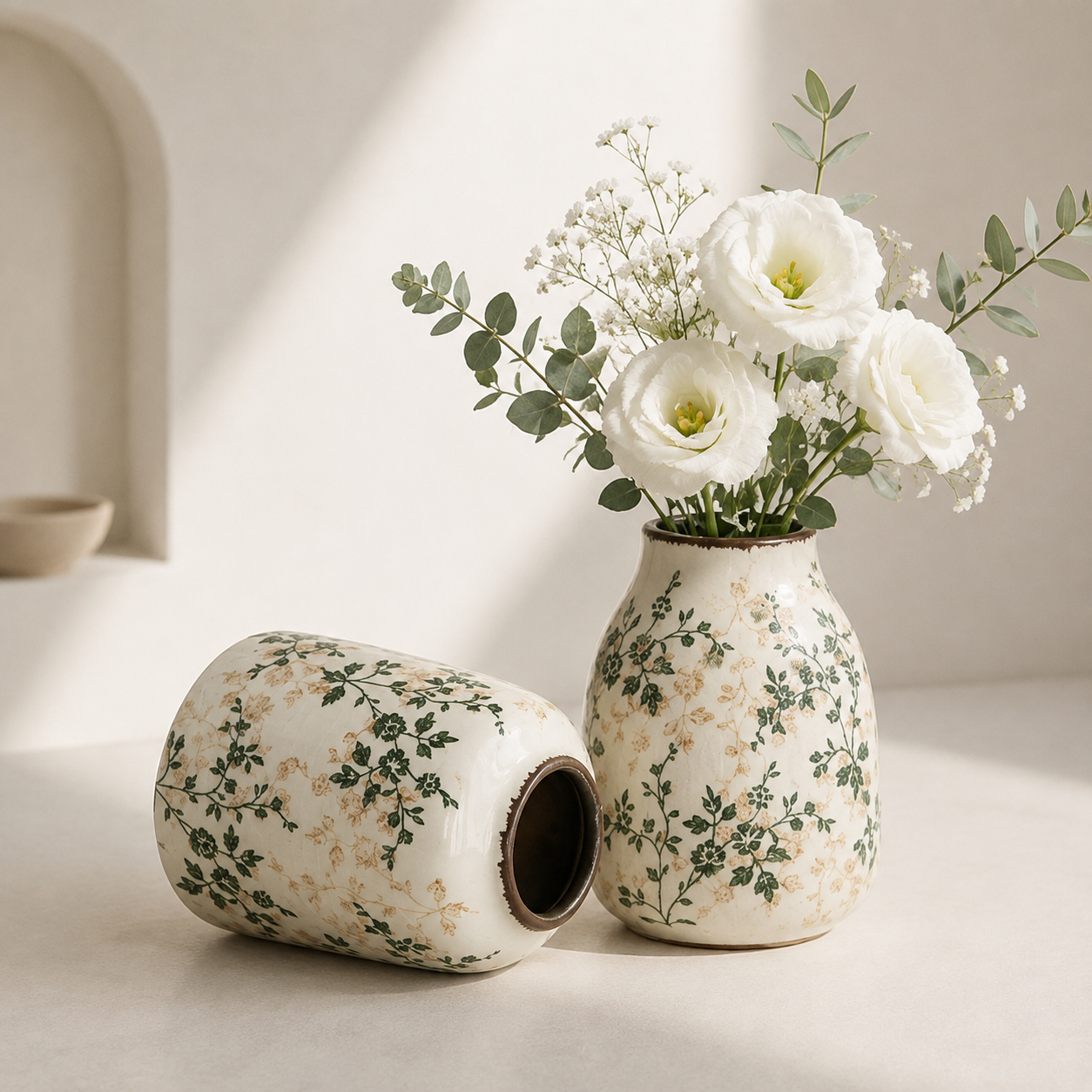 Ceramic Vase Home Decor | Handmade Flower Display Vase | Bohemian Table Decoration | Living Room Accent Piece | Dried Flower Holder