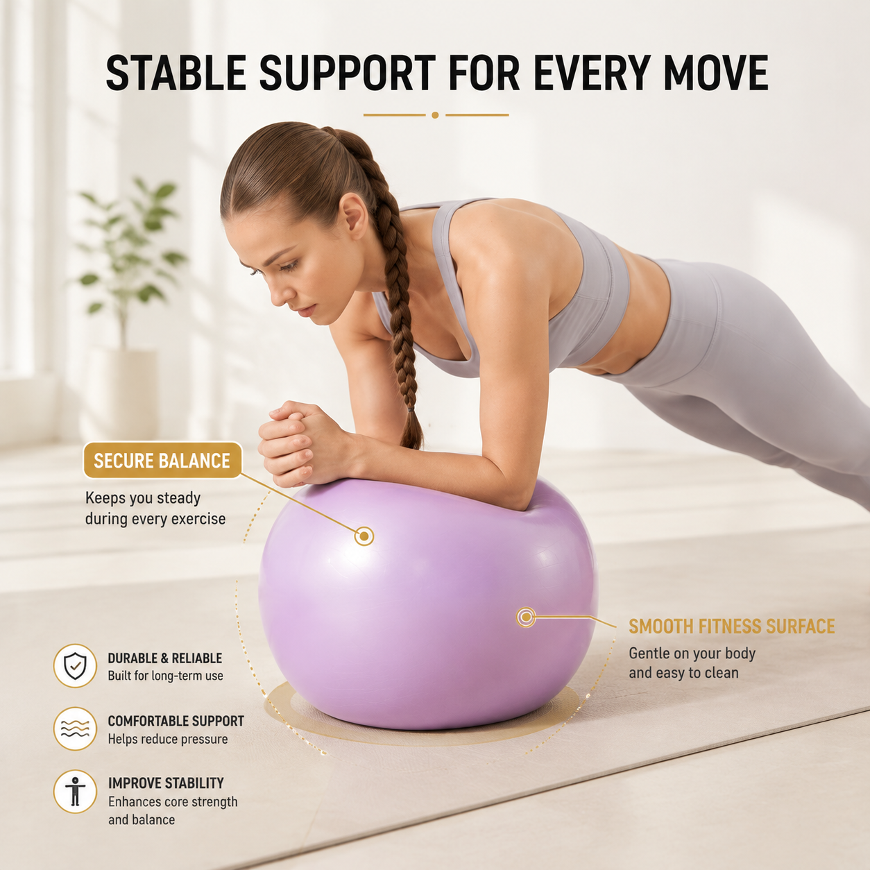 Mini Pilates Fitness Ball | Yoga Workout Exercise Ball | Core Balance Training Ball | Leg And Hip Sculpting Exercise