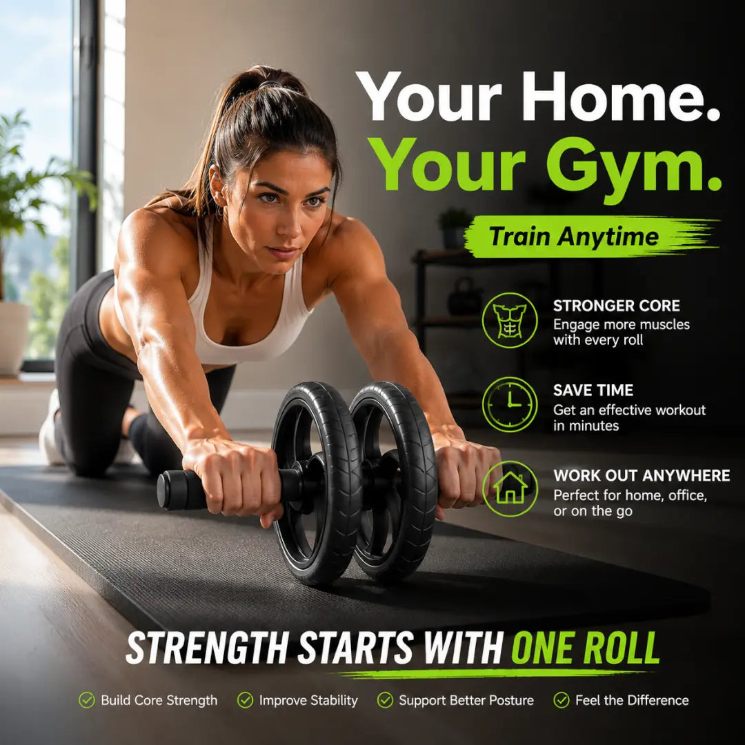 Dual Wheel Ab Roller | Silent Core Exercise Wheel | Home Gym Workout Equipment | Abdominal Muscle Trainer | Fitness Roller Jumartins