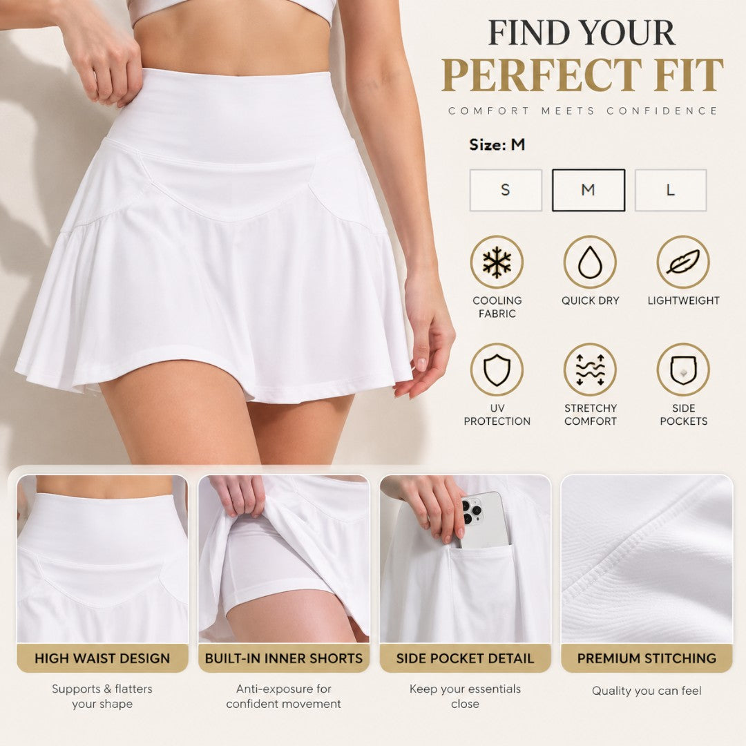 Women's High Waist Athletic Skort Quick Dry Active Skirt With Pocket | Lightweight Yoga Running Fitness Wear