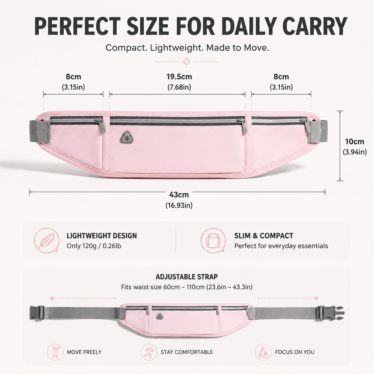 Running Waist Pack | Slim Sport Belt Bag | Portable Fanny Pack | Adjustable Strap Bag | Travel Walking Pouch | Daily Carry Bag