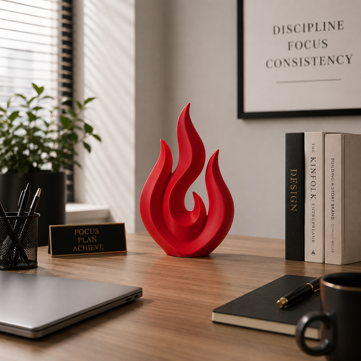 Flame Sculpture Decor | Abstract Fire Figurine | Minimalist Desktop Ornament | Living Room Shelf Accent | Housewarming Gift
