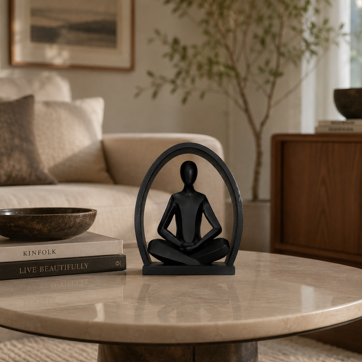 Abstract Meditation Sculpture | Yoga Figure Desk Decor | Minimalist Office and Living Room Statue | Mindful Gift