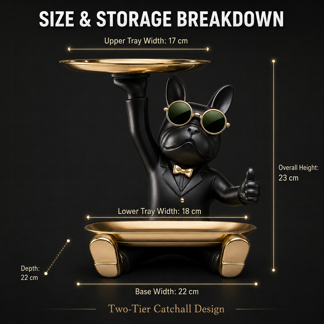 Resin Dog Tray Organizer | Key Holder Figurine | Entryway Catchall Dish | Vanity Sundries Storage | Funny Dog Statue Decor