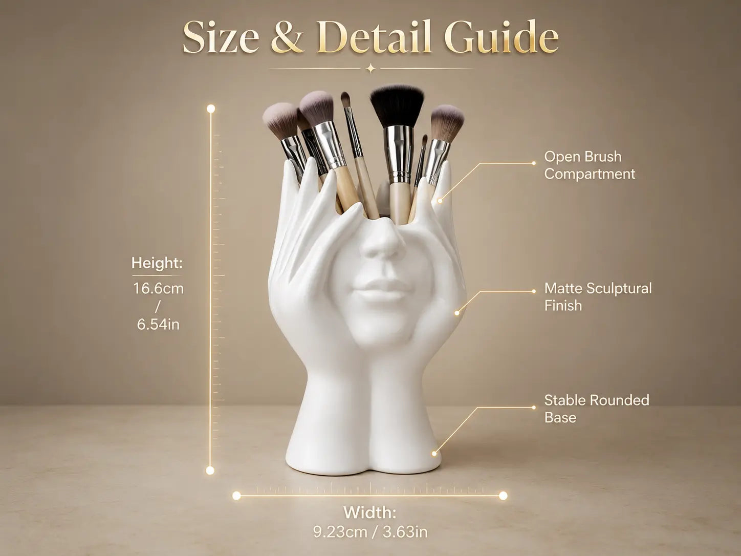White Sculptural Face Makeup Brush Holder | Artistic Vanity Organizer | Desktop Pen Holder | Modern Decor Storage Jumartins