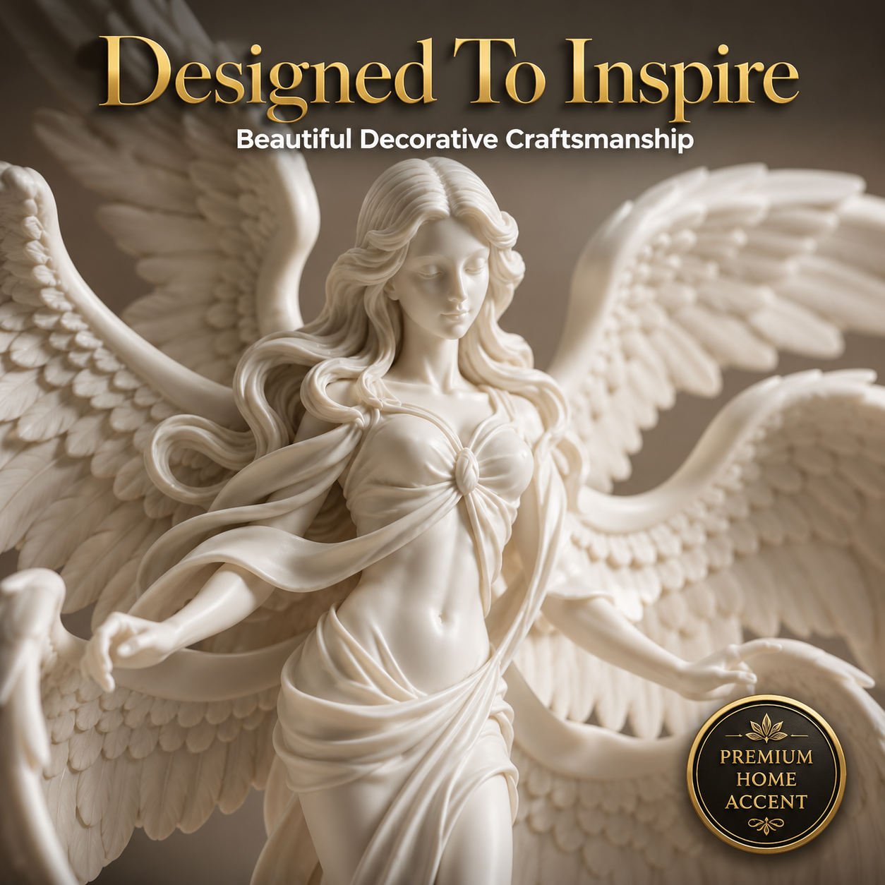 Angel Goddess Figurine | Spiritual Shelf Decor | Winged Desktop Ornament | Peaceful Home Accent | Thoughtful Art Gift | Serene Room Decoration