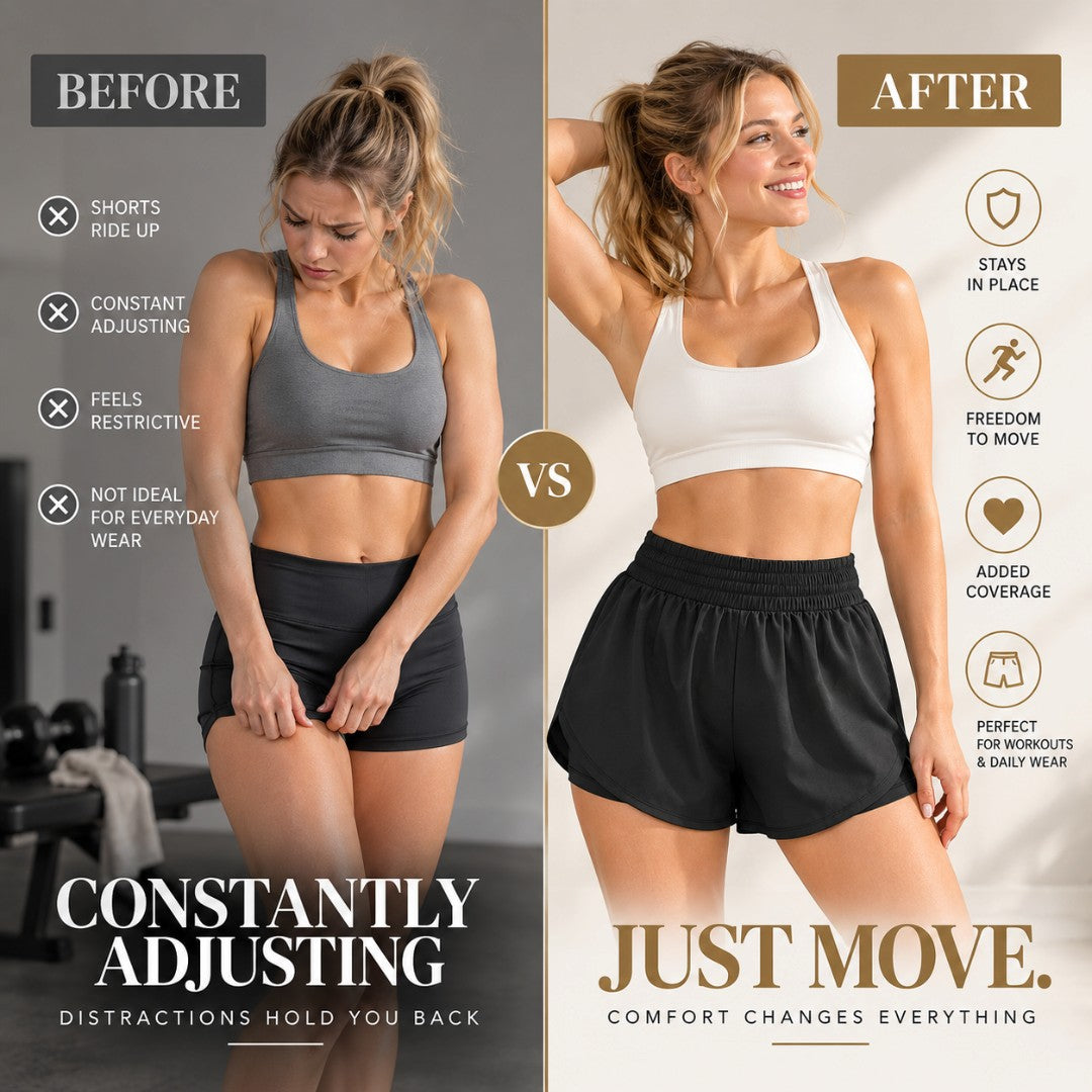Womens Flowy Running Shorts | Layered Workout Bottoms | Yoga Gym Fitness Casual Sportswear