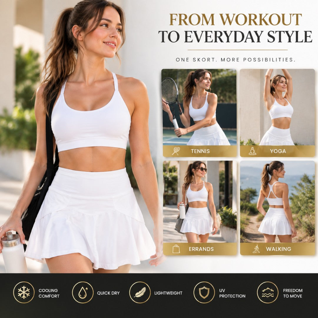 Women's High Waist Athletic Skort Quick Dry Active Skirt With Pocket | Lightweight Yoga Running Fitness Wear