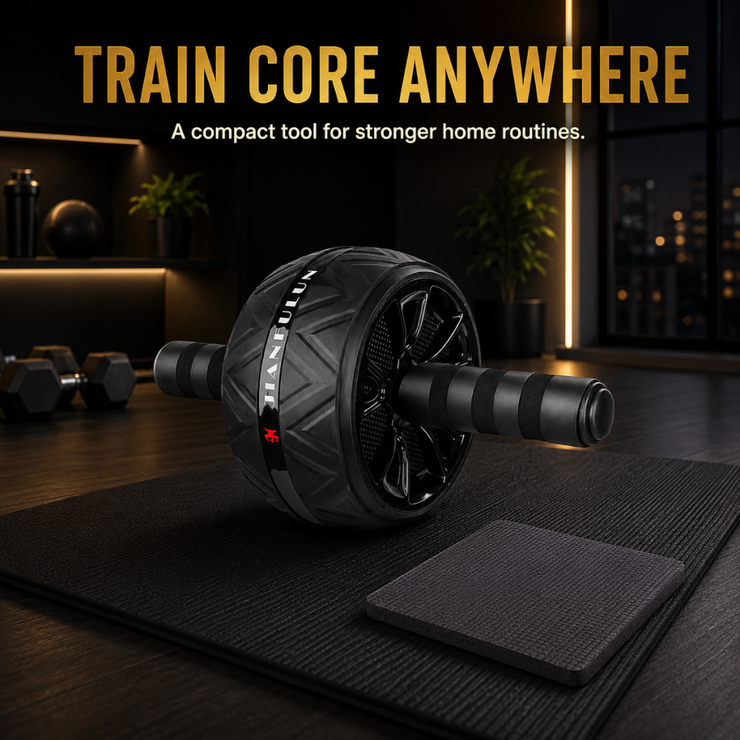 Ab Roller Wheel | Core Workout Trainer | Non Slip Fitness Wheel | Home Gym Ab Exercise Equipment | Compact Training Tool