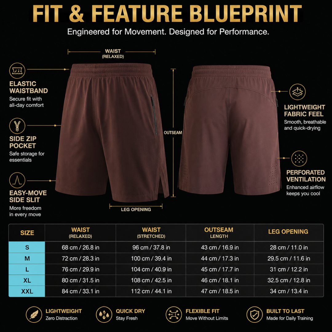 Men’s Gym Shorts | Lightweight Training Bottoms | Elastic Waist Running Wear | Side Pocket Workout Shorts | Fitness Bottom