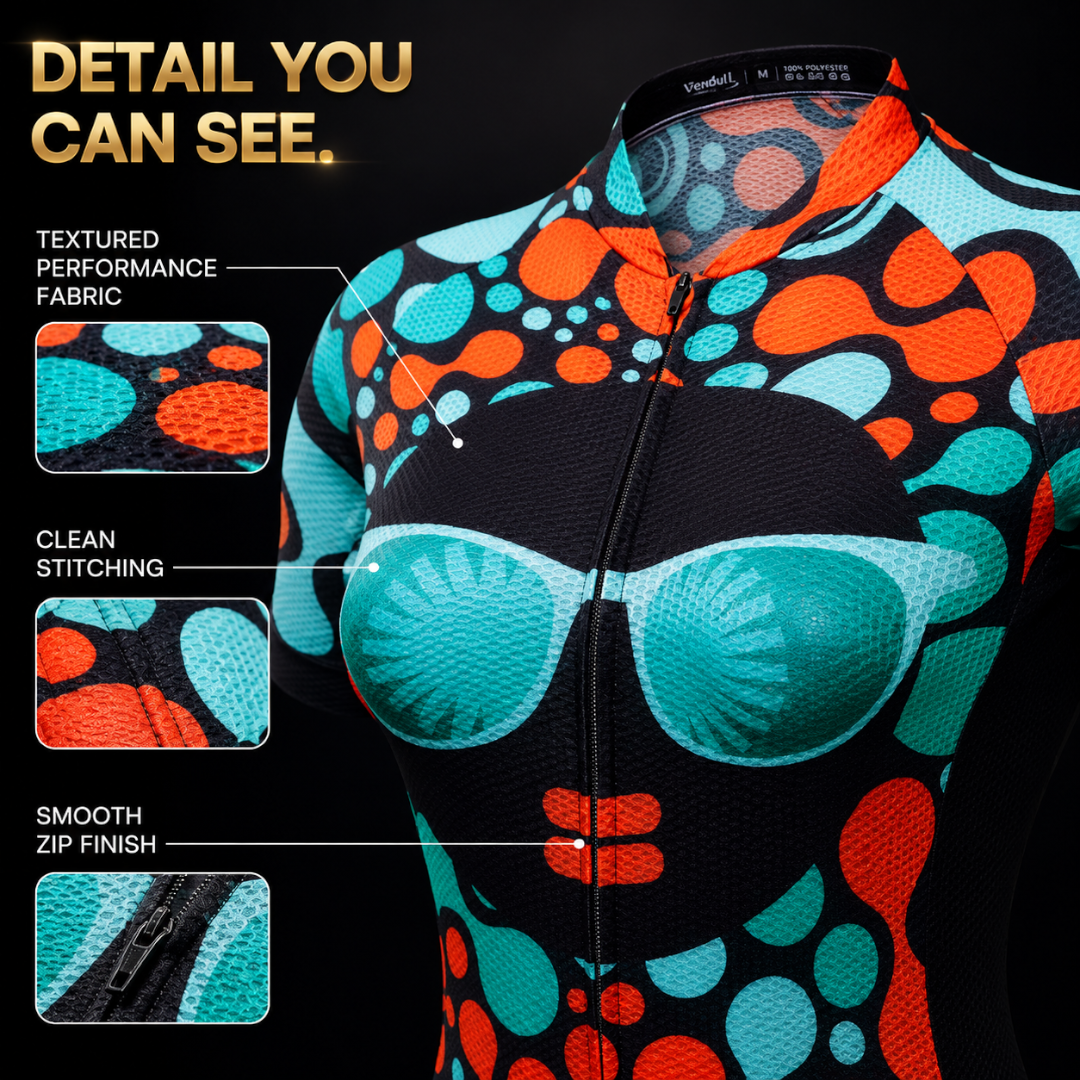 Womens Cycling Jersey | Short Sleeve Bike Shirt | Summer MTB Riding Top | Colorful Road Race Jersey | Breathable Cycling Wear