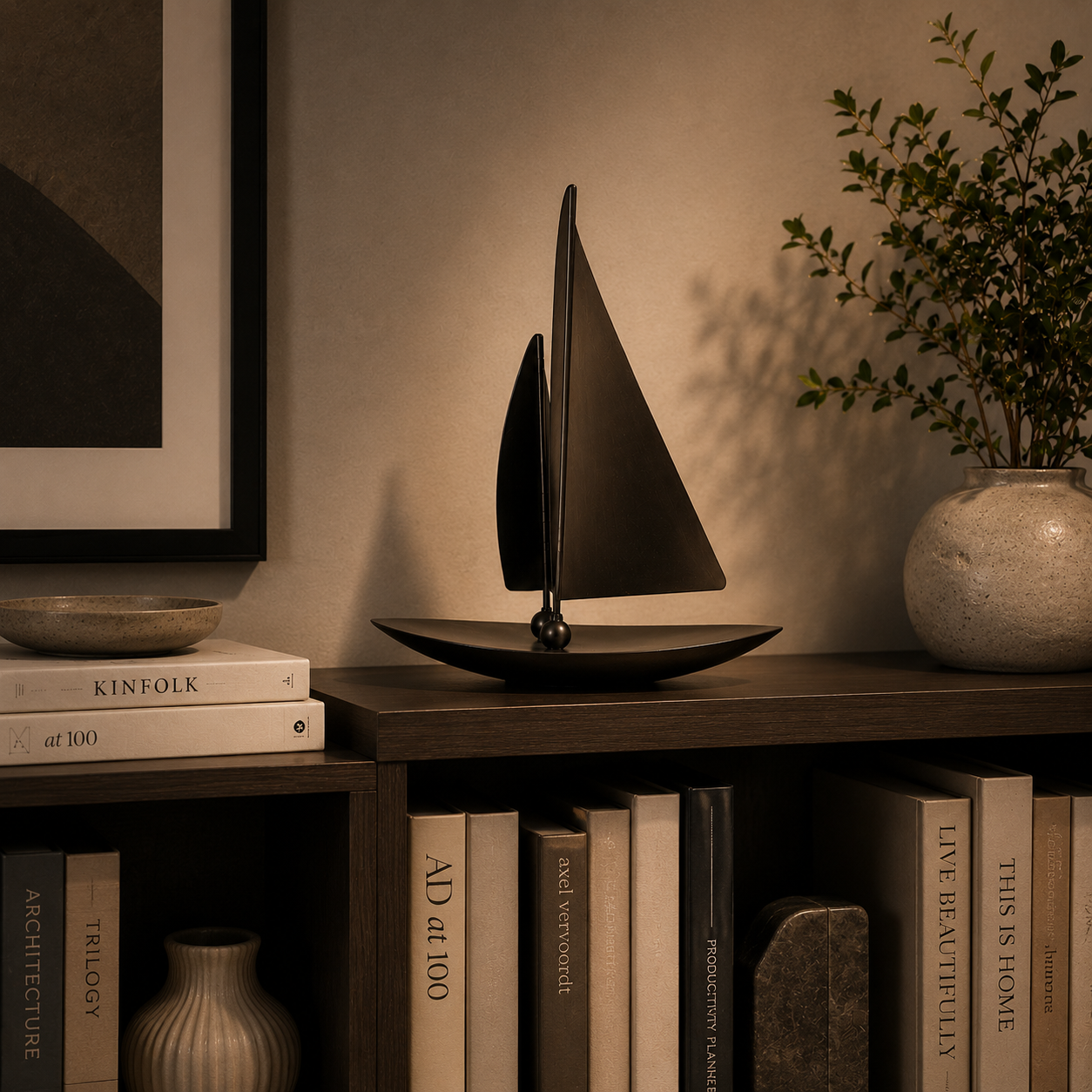 Resin Sailing Boat Statue | Ship Figurine for Shelf Table Mantel Nautical Home Decor Gift