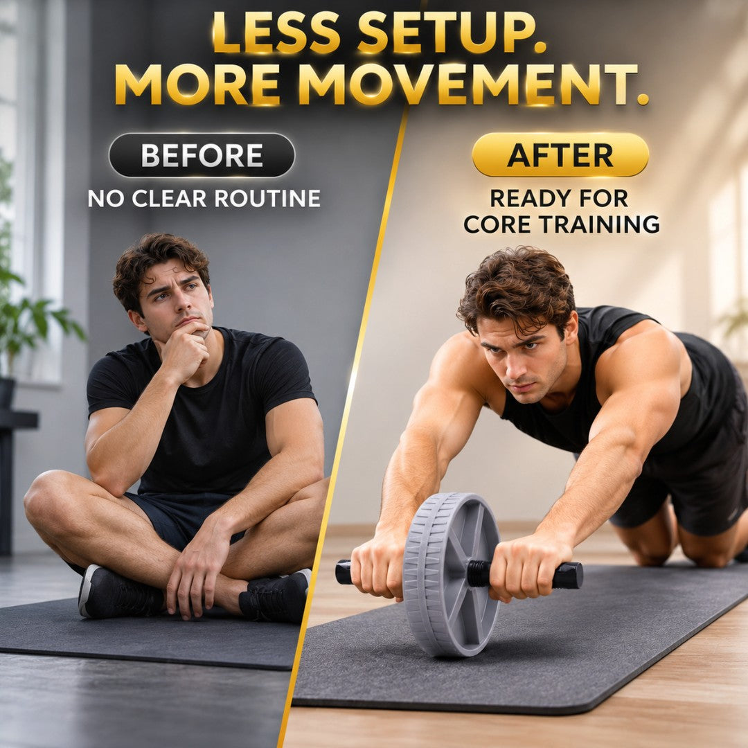 Ab Roller Wheel for Core Workouts | Abdominal Exercise Equipment | Compact Home Gym Fitness Trainer