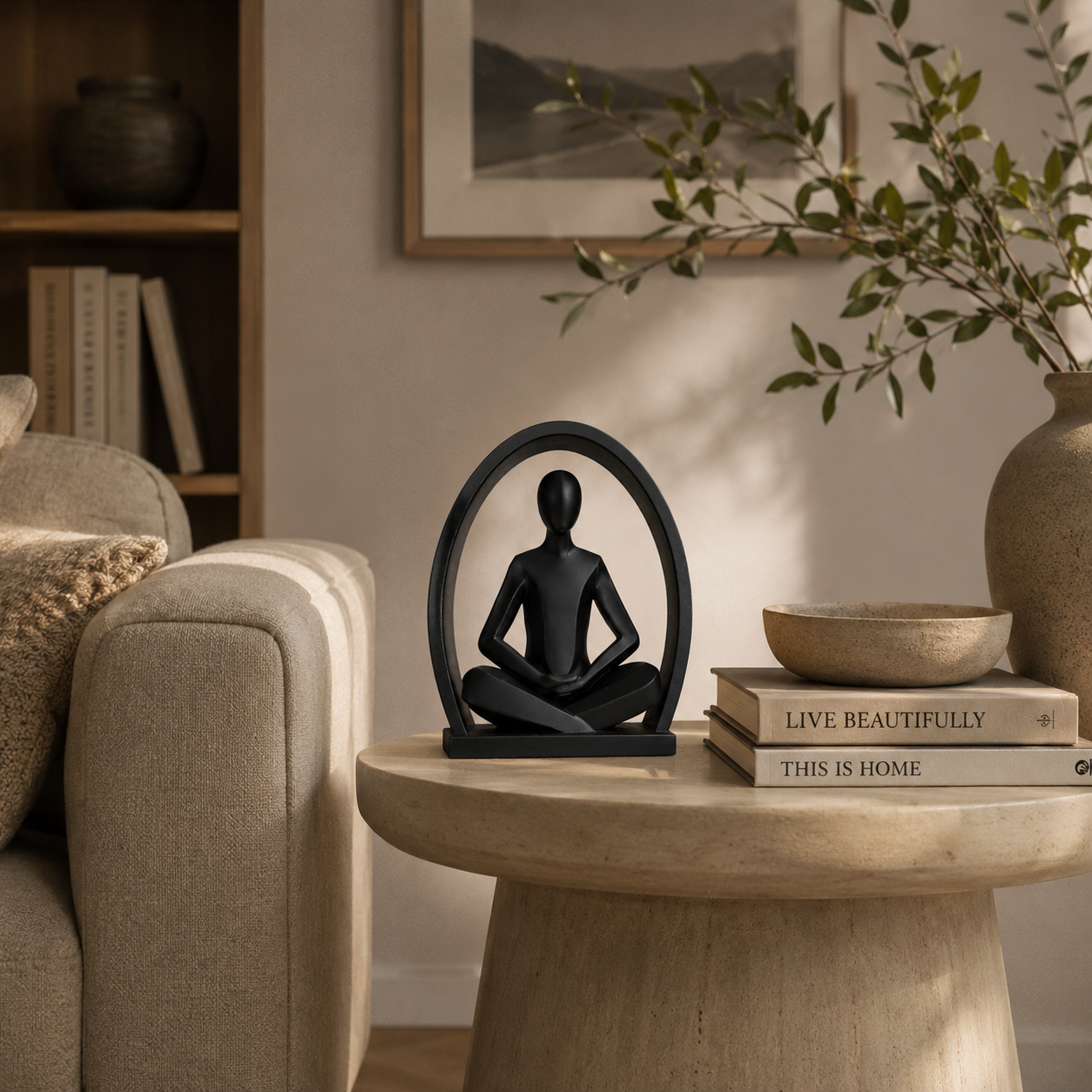 Abstract Meditation Sculpture | Yoga Figure Desk Decor | Minimalist Office and Living Room Statue | Mindful Gift