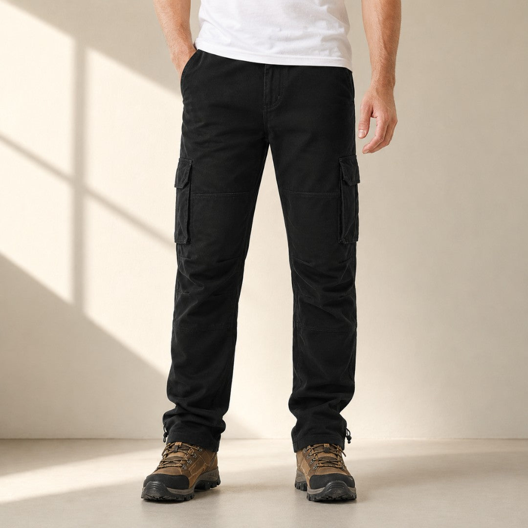Men's Cargo Pants | Large Pocket Loose Fit Trousers | Outdoor Work Pants | Elastic Waist Utility Pants | Casual Hiking Bottoms