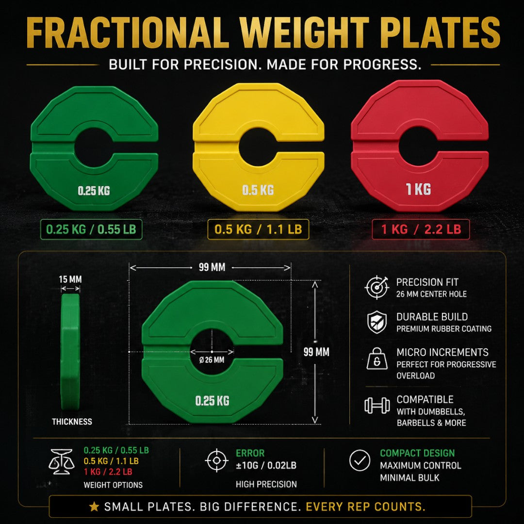 Fractional Weight Plates for Dumbbells & Barbells | Micro Weight Plates for Progressive Overload Training | Gym Weight Add On Plate