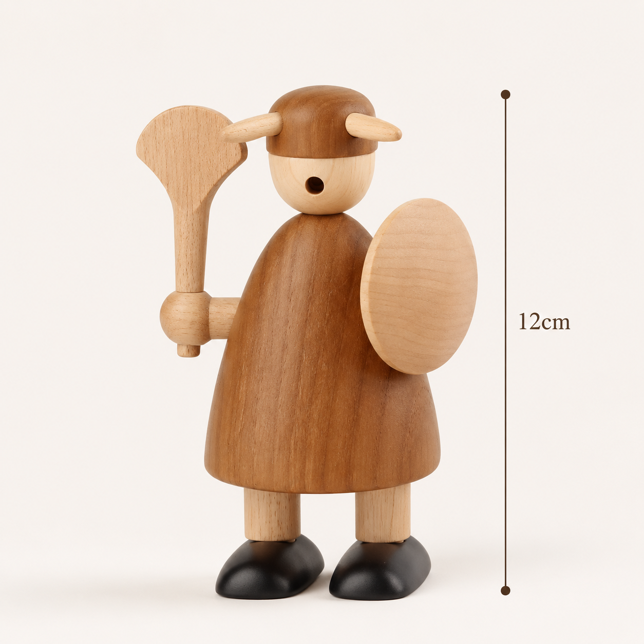 Wooden Warrior Figurines | Carved Wood Home Decor | Minimalist Shelf Display | Decorative Wooden Dolls | Nordic Style Table Accent