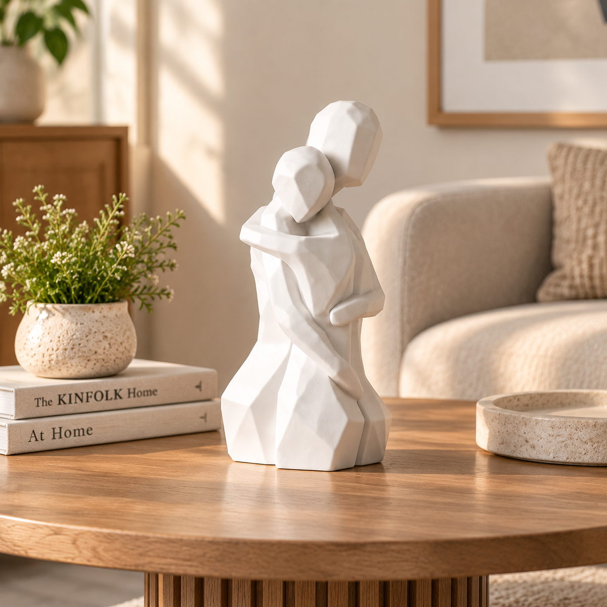 Couple Hug Sculpture | Romantic Love Figurine Home Decor | Meaningful Gift For Couples Anniversary Wedding Living Room