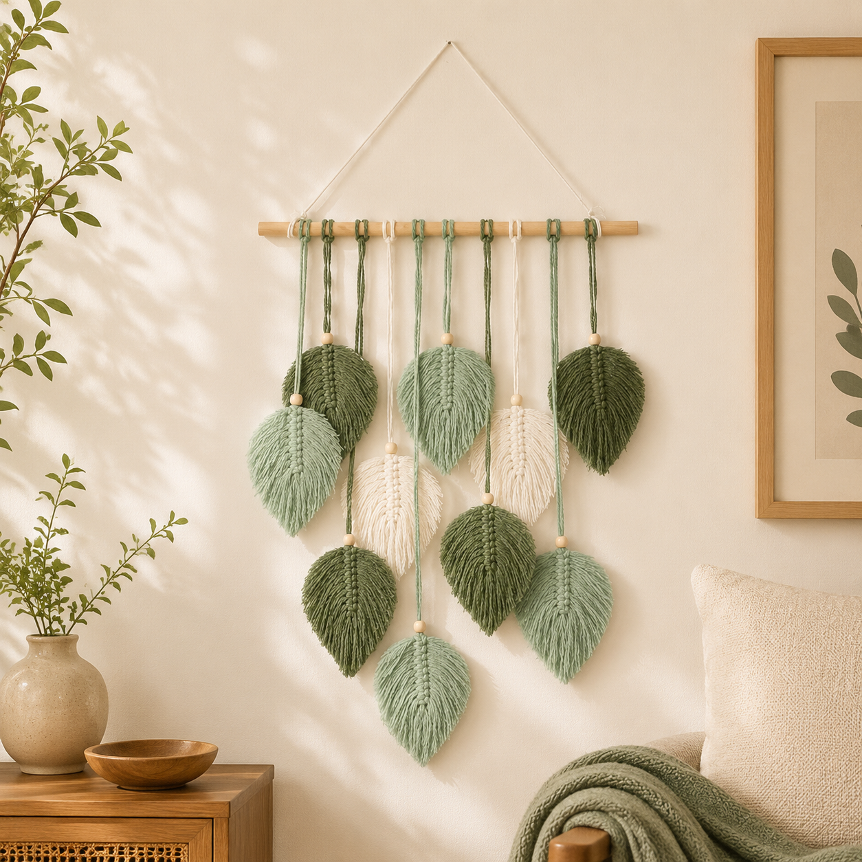 Leaf Macrame Wall Hanging | Boho Wall Tapestry Decor | Handmade Style Home Accent | Living Room Wall Decoration | Aesthetic Gift Idea