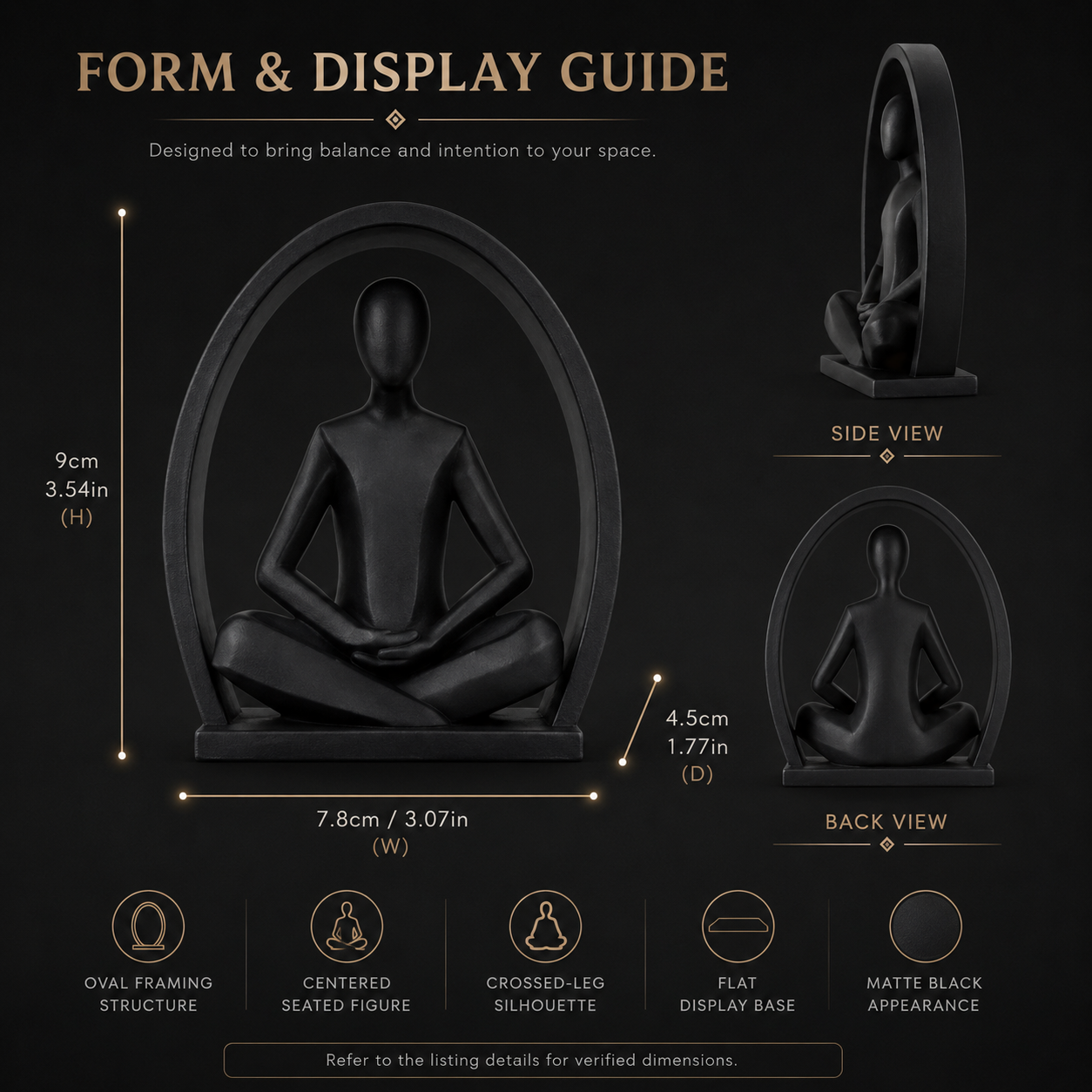 Abstract Meditation Sculpture | Yoga Figure Desk Decor | Minimalist Office and Living Room Statue | Mindful Gift
