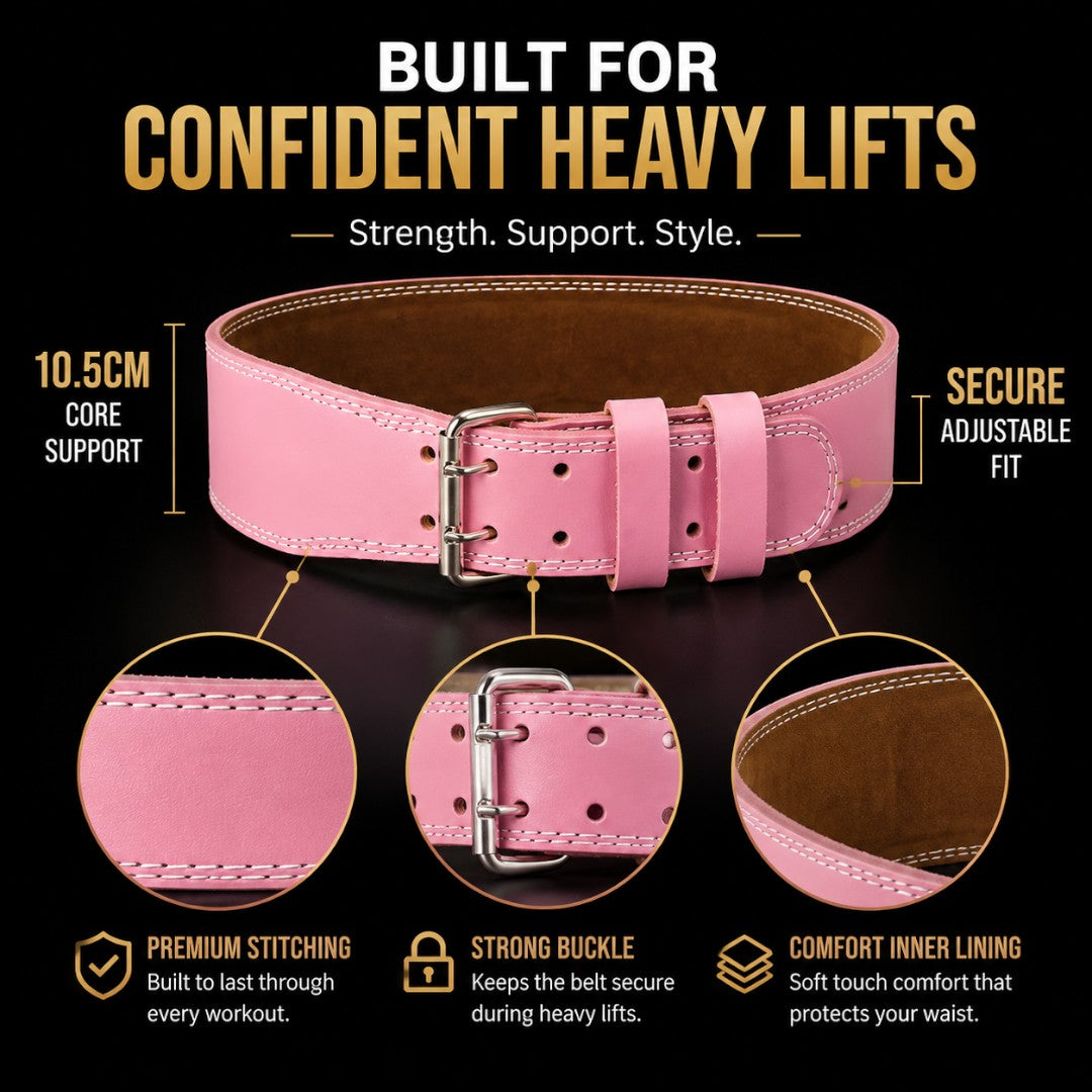 Women Weight Lifting Belt | 10.5cm Wide Gym Support Belt | Adjustable Powerlifting Belt | Squat Training Back Support | Fitness Workout Gear