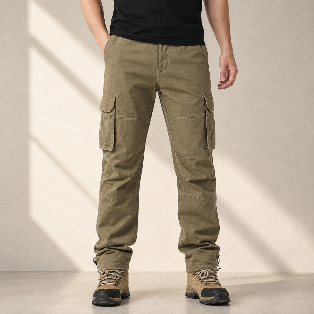 Men's Cargo Pants | Large Pocket Loose Fit Trousers | Outdoor Work Pants | Elastic Waist Utility Pants | Casual Hiking Bottoms