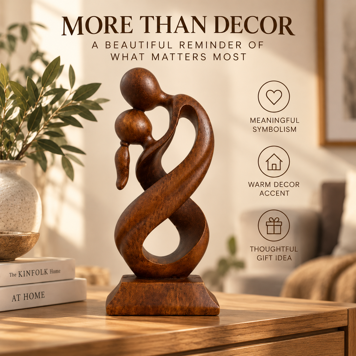 Couple Embrace Sculpture | Romantic Love Statue | Abstract Resin Home Decor | Anniversary Gift | Shelf Table Decor