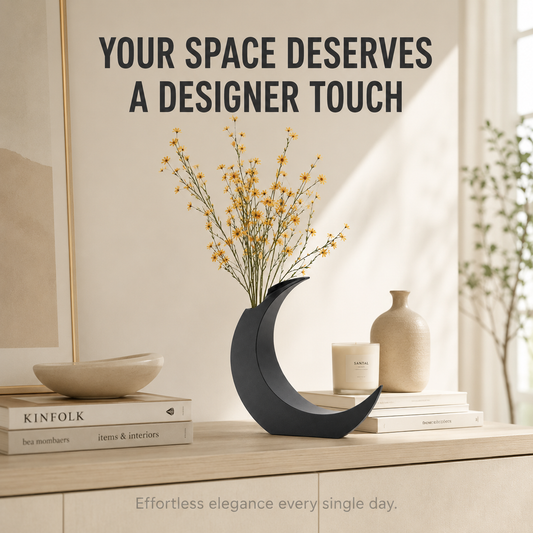 Crescent Moon Vase | Dried Flower Holder | Minimalist Table Decor | Living Room Accent | Office Desk Ornament | Housewarming Gift