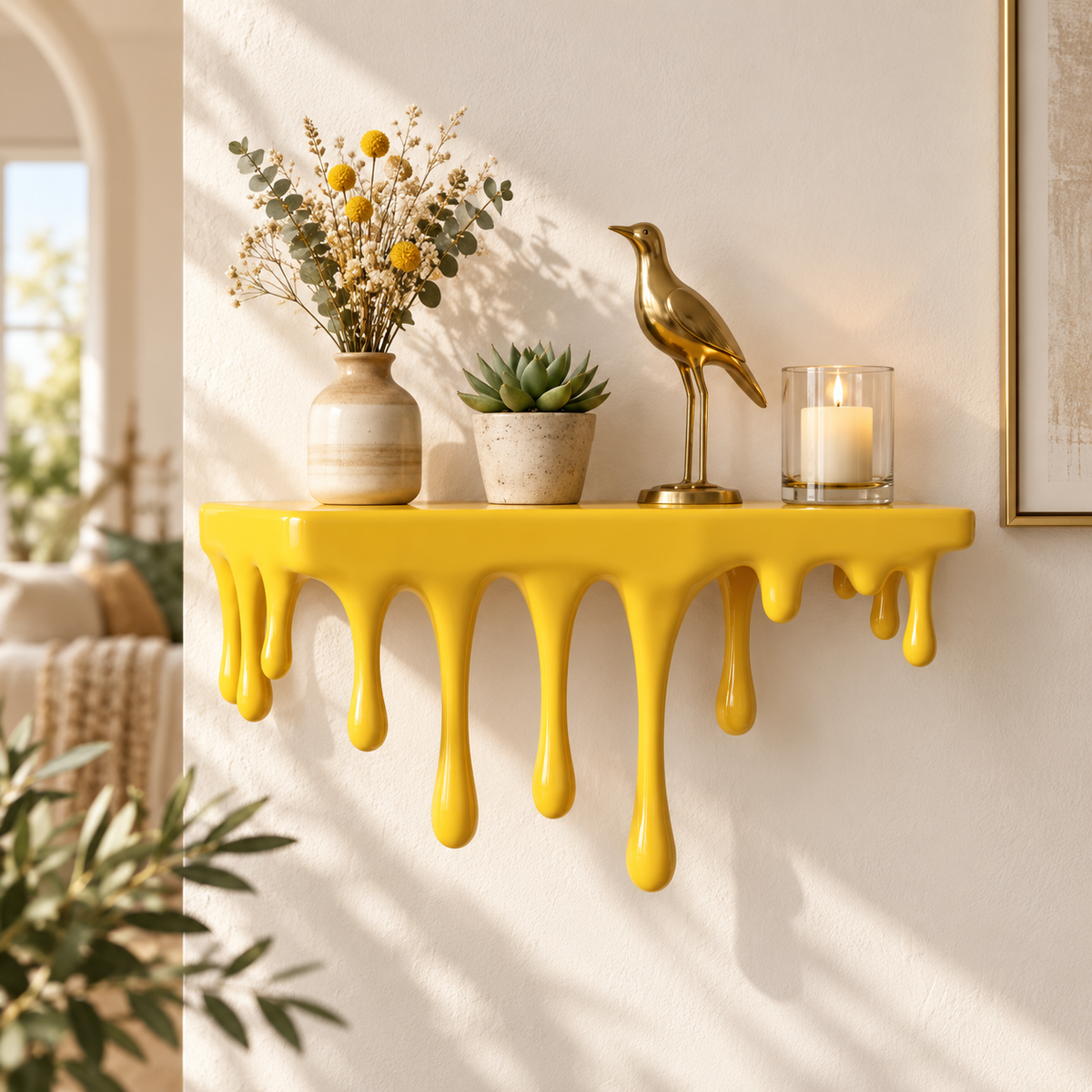 Melting Wall Shelf | Drip Floating Display Ledge | Modern Decorative Plant Holder | Artistic Bedroom Decor