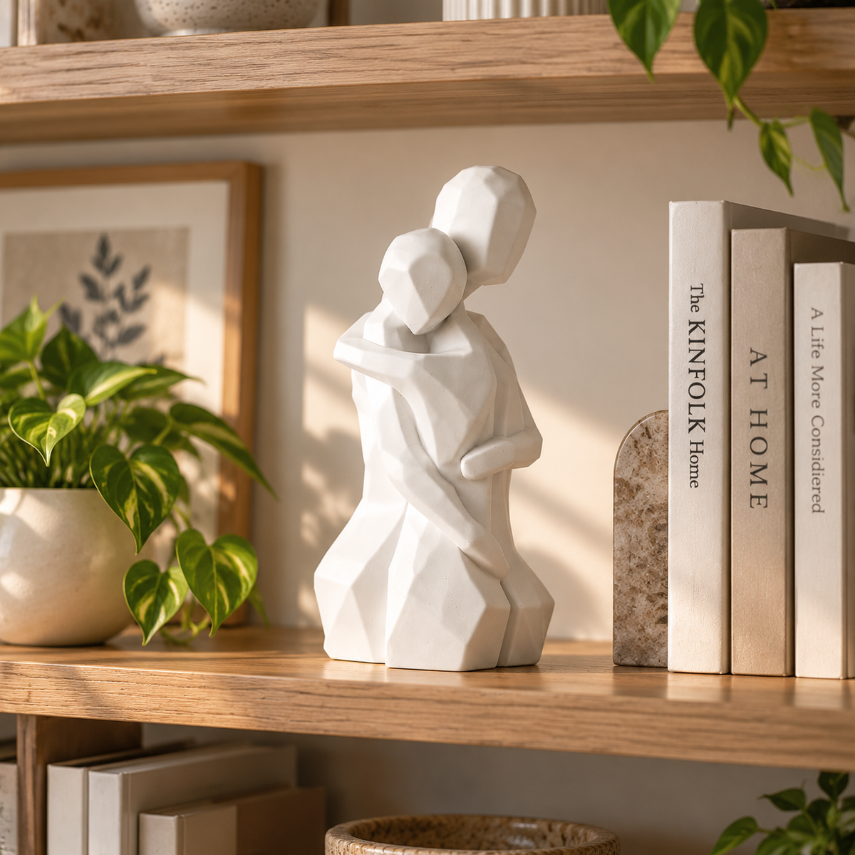 Couple Hug Sculpture | Romantic Love Figurine Home Decor | Meaningful Gift For Couples Anniversary Wedding Living Room