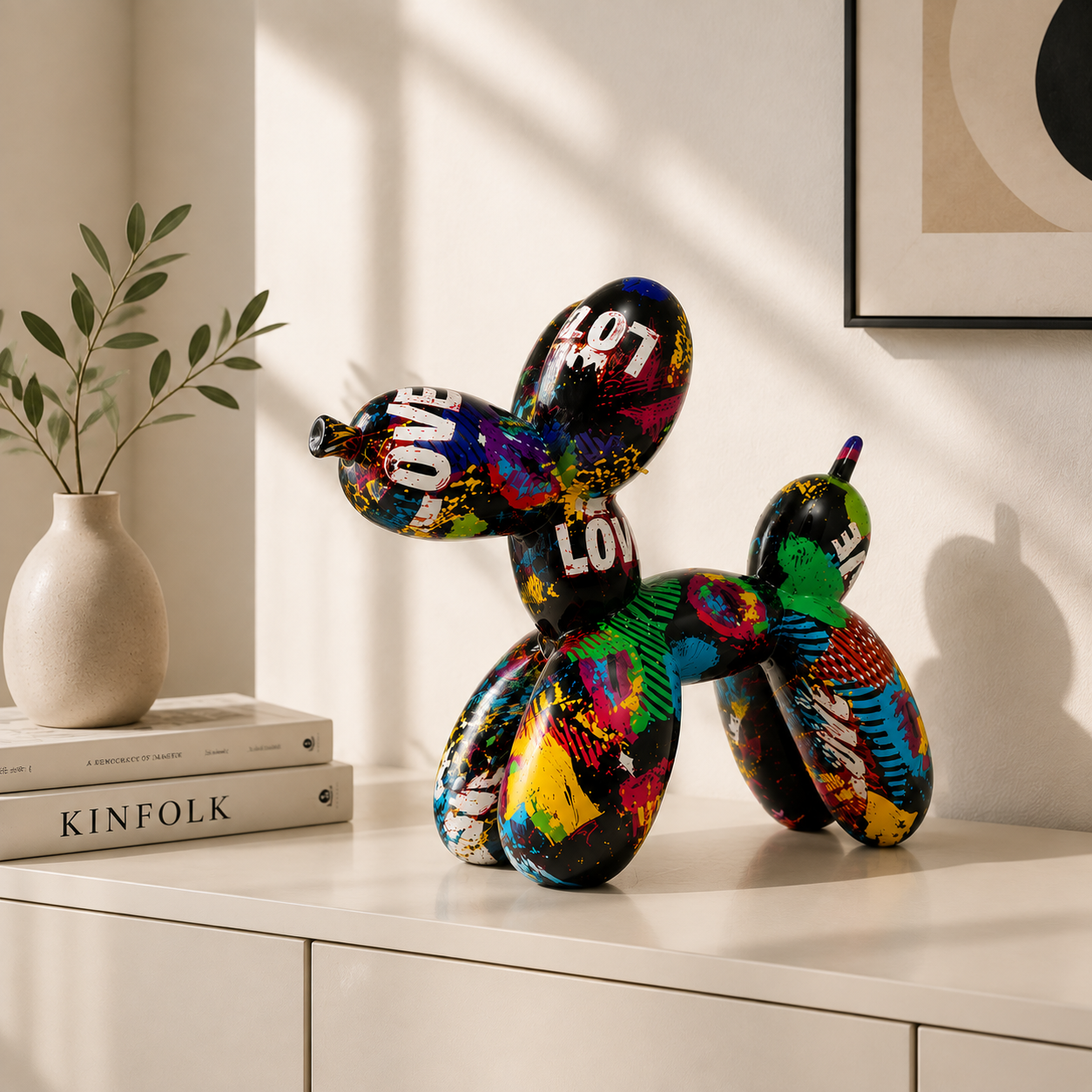 Resin Balloon Dog Statue Decor | Colorful Animal Sculpture | Modern Pop Art Ornament | Home Shelf Table Decoration | Gift Idea
