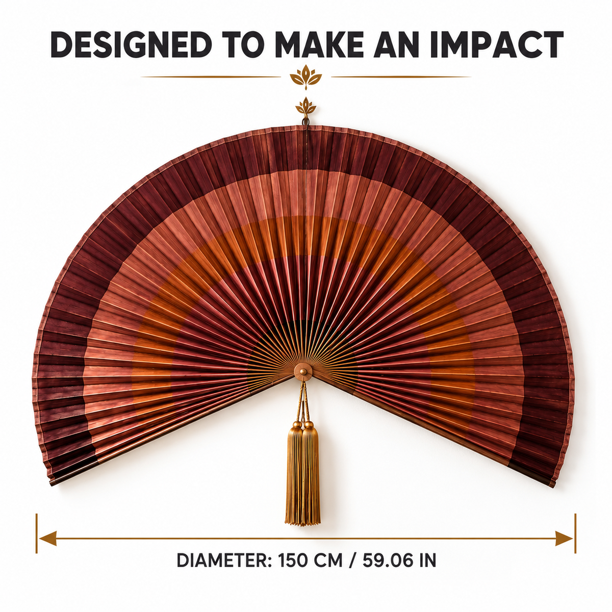 Bamboo Folding Fan Wall Decor | Large Statement Wall Hanging | Boho Home Accent | Living Room Bedroom Feature Decor