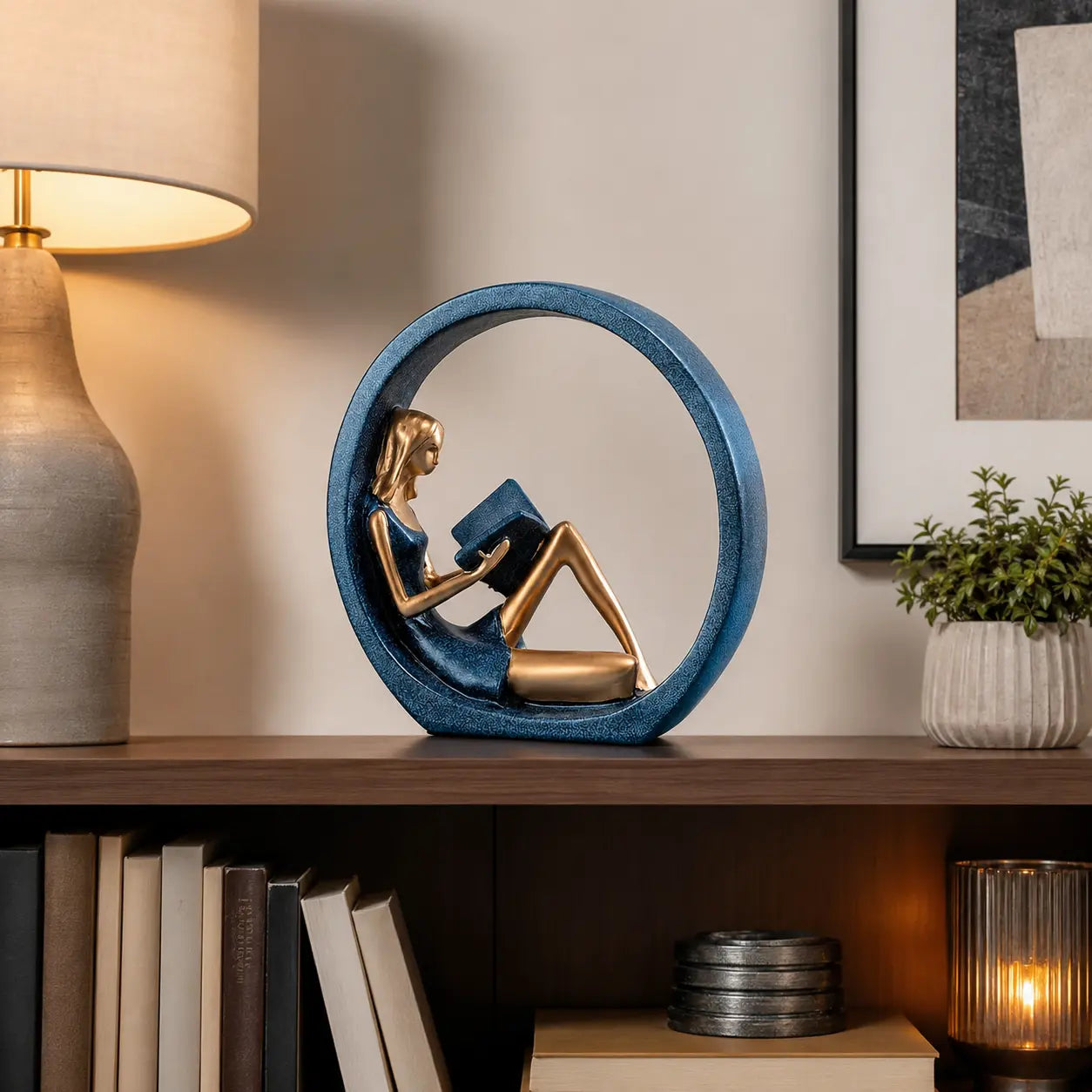 Reading Girl Sculpture | Literary Desk Ornament | Modern Shelf Decor | Study Room Accent | Living Room Book Lover Gift Jumartins