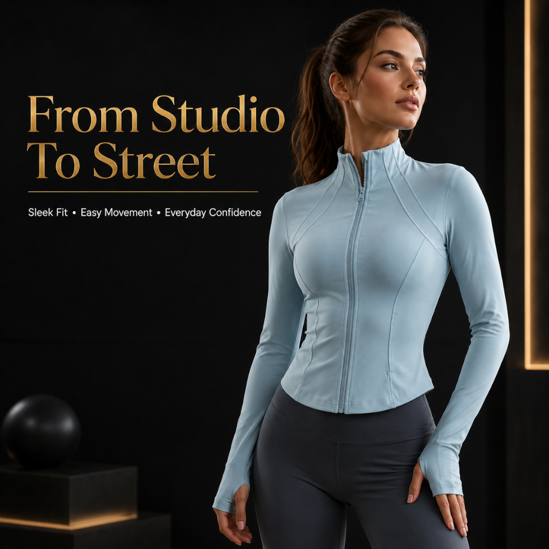 Women’s Slim Fit Yoga Jacket | Quick Dry Long Sleeve Workout Zip Top | Running Layer | Sculpted Fitness Jacket