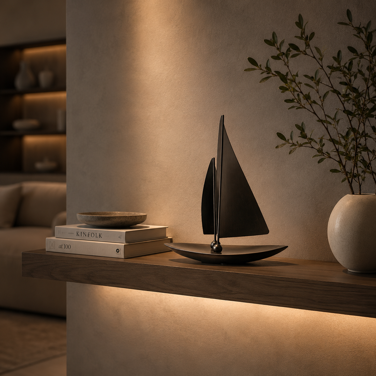 Resin Sailing Boat Statue | Ship Figurine for Shelf Table Mantel Nautical Home Decor Gift
