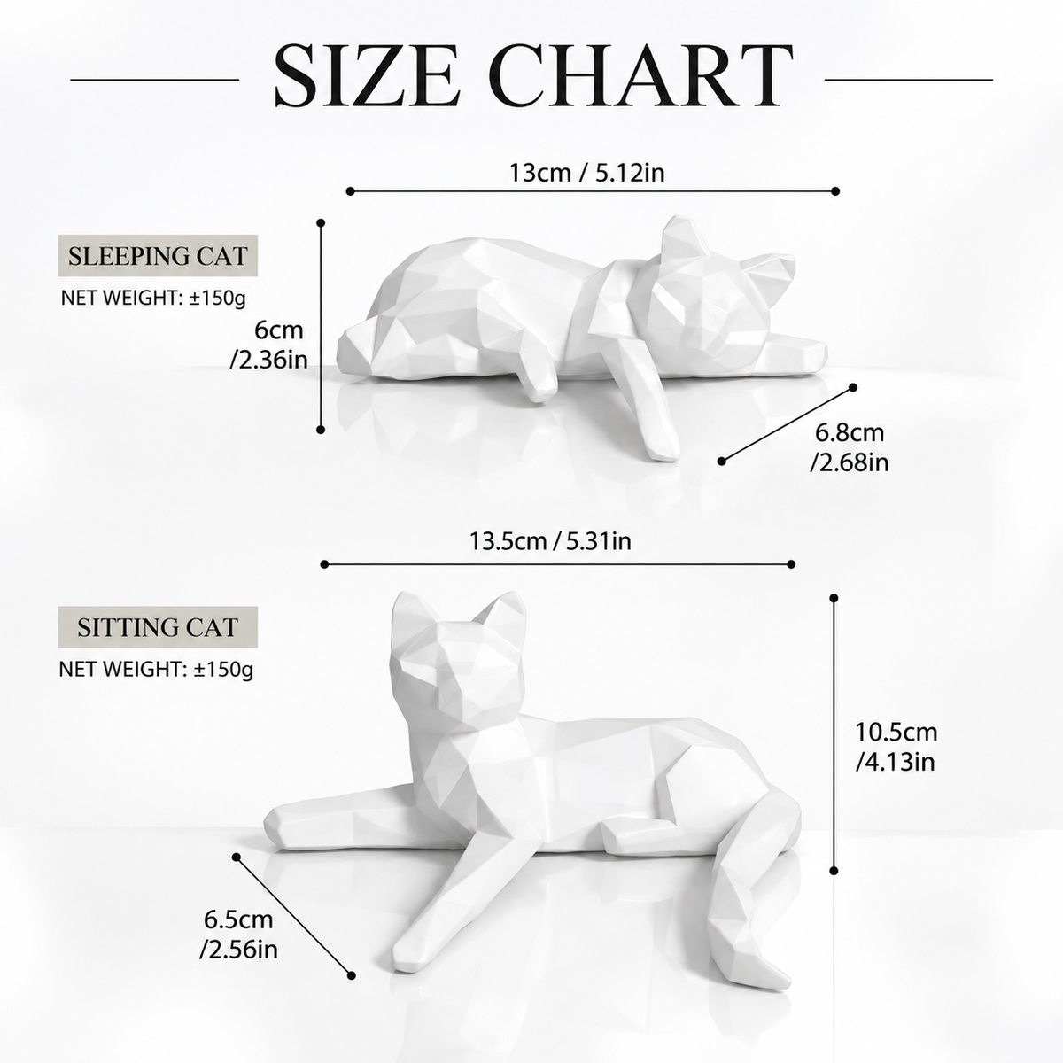 Geometric Cat Sculpture Set | Lazy Cat Figurines | Resin Cat Decor | Modern Animal Statue | Shelf Desk Living Room Decoration | Cat Lover Gift