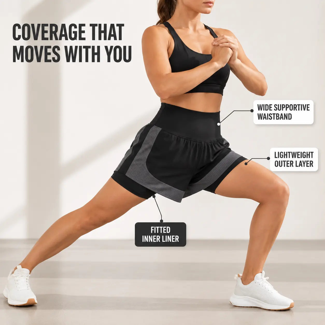 Women's High Waist Layered Athletic Shorts | Breathable Running Shorts | Yoga Training Bottoms | Lightweight Workout Wear Jumartins