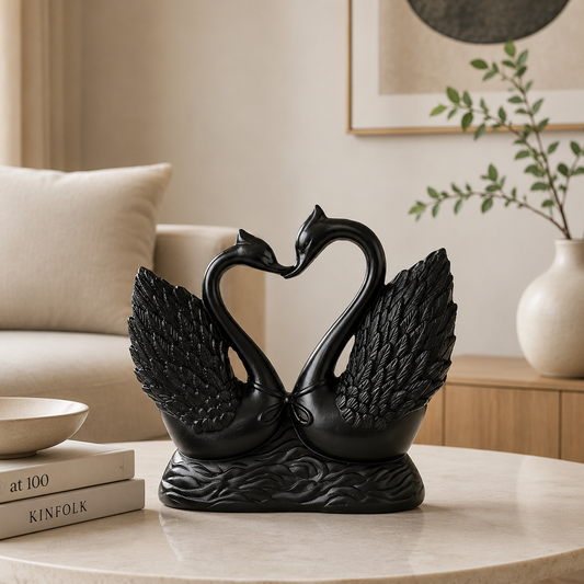 Swan Statue Decor | Resin Swan Sculpture | Love Bird Home Ornament | Elegant Tabletop Decoration | Modern Romantic Interior Accent