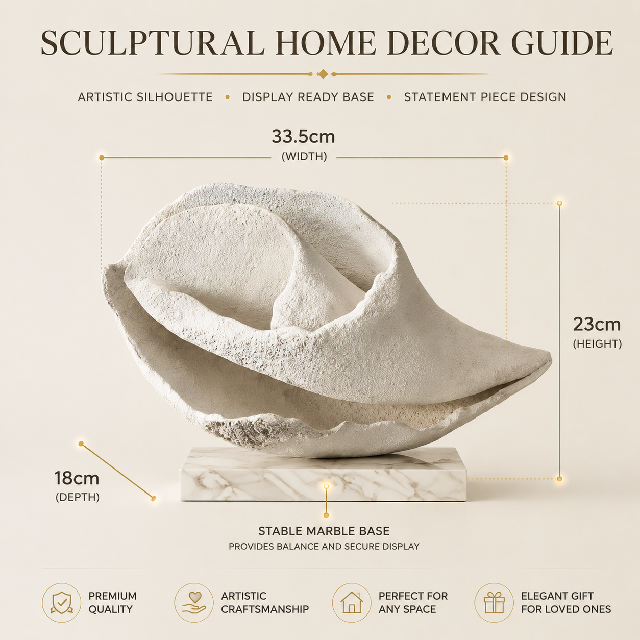 Resin Coral Sea Shell Figurine | Coastal Ocean Inspired Table Decor | Whelk Clamshell Ornament for Living Room Shelf Display