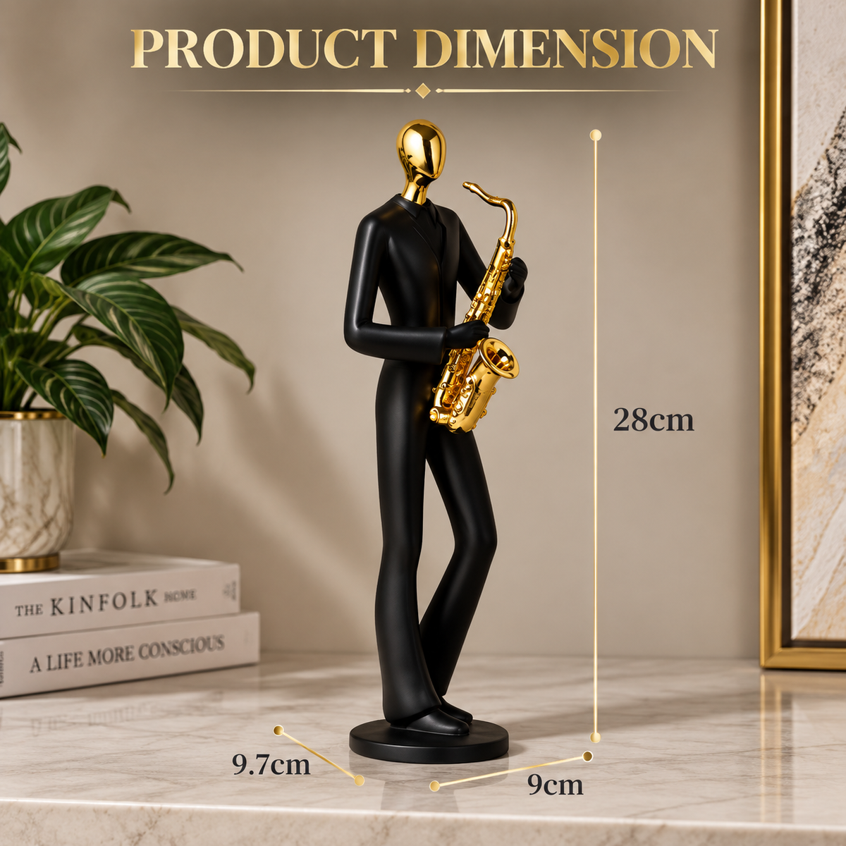 Abstract Musician Sculpture Statue | Modern Character Figurine | Home Decor Accent | Living Room Shelf Ornament | Office Desk Decoration