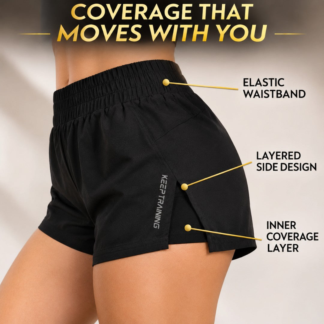 Womens High Waisted Running Shorts | 2 in 1 Athletic Workout Shorts | Gym Fitness Tennis Activewear