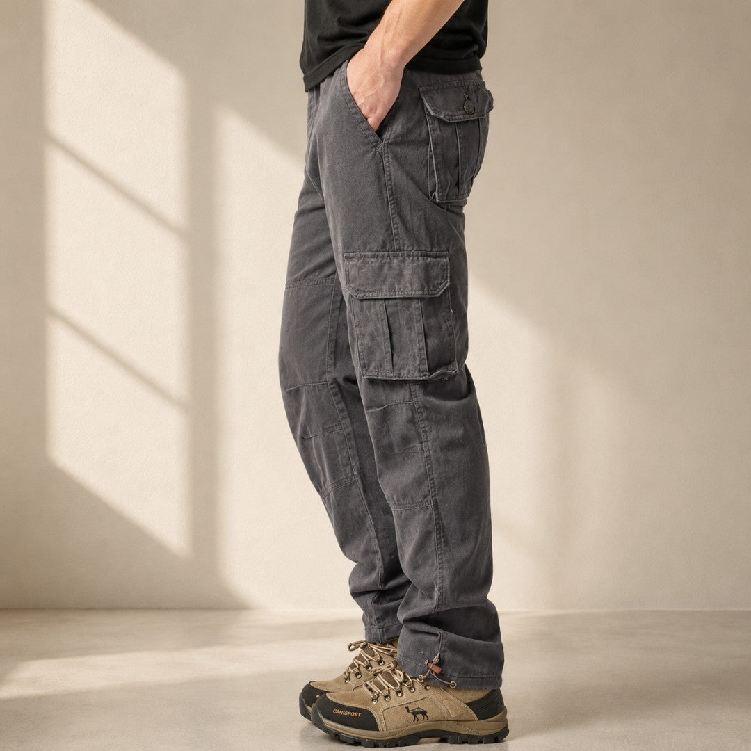 Men's Cargo Pants | Large Pocket Loose Fit Trousers | Outdoor Work Pants | Elastic Waist Utility Pants | Casual Hiking Bottoms