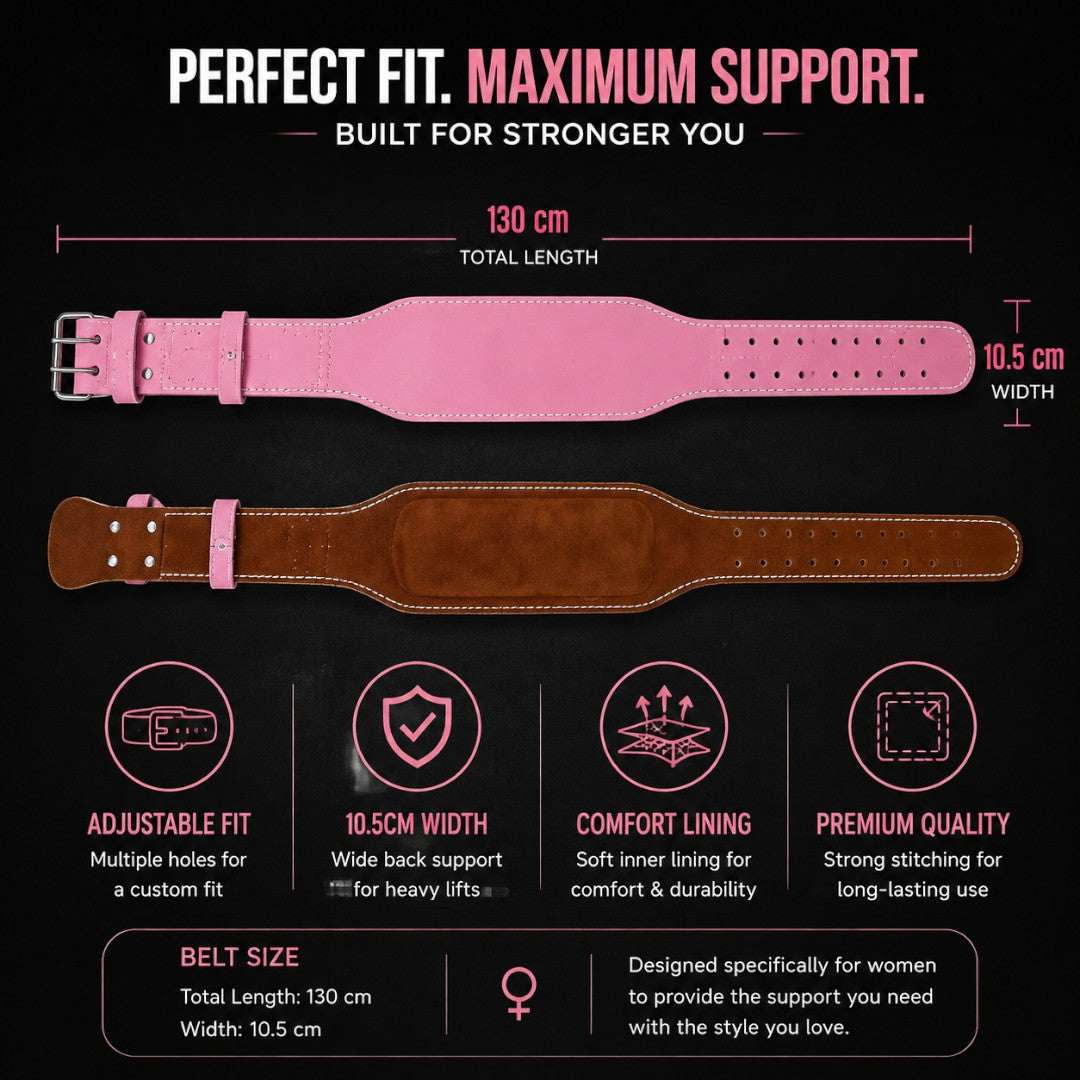 Women Weight Lifting Belt | 10.5cm Wide Gym Support Belt | Adjustable Powerlifting Belt | Squat Training Back Support | Fitness Workout Gear