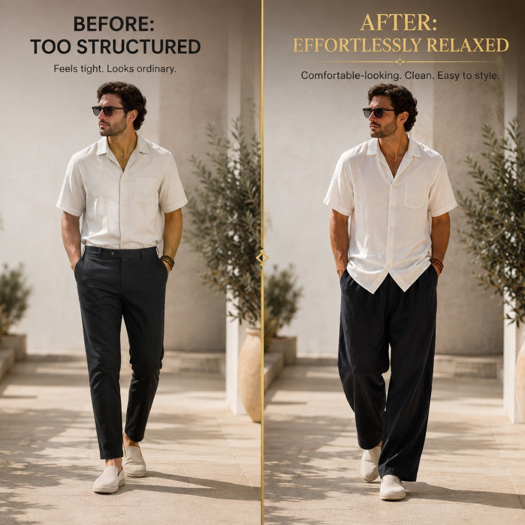 Men's Cotton Linen Pants | Loose Beach Trousers | Relaxed Wide Leg Pants | Casual Summer Bottoms | Resort Vacation Wear