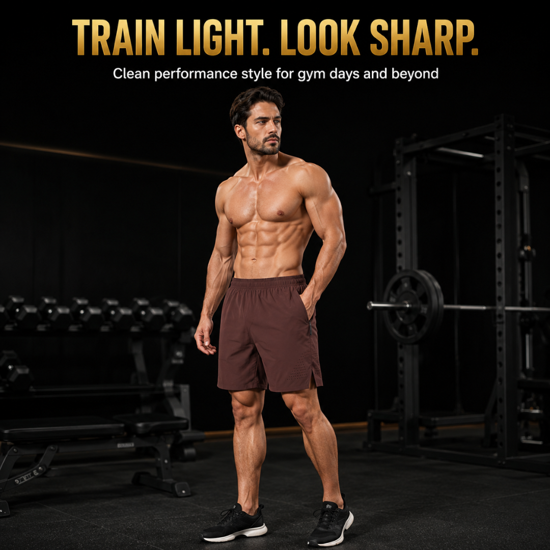 Men’s Gym Shorts | Lightweight Training Bottoms | Elastic Waist Running Wear | Side Pocket Workout Shorts | Fitness Bottom