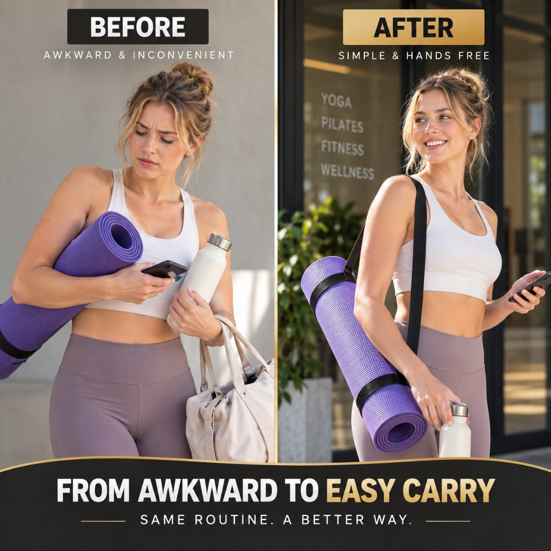 Yoga Mat Carrying Strap | Adjustable Shoulder Sling | Exercise Mat Carrier | Pilates Fitness Holder